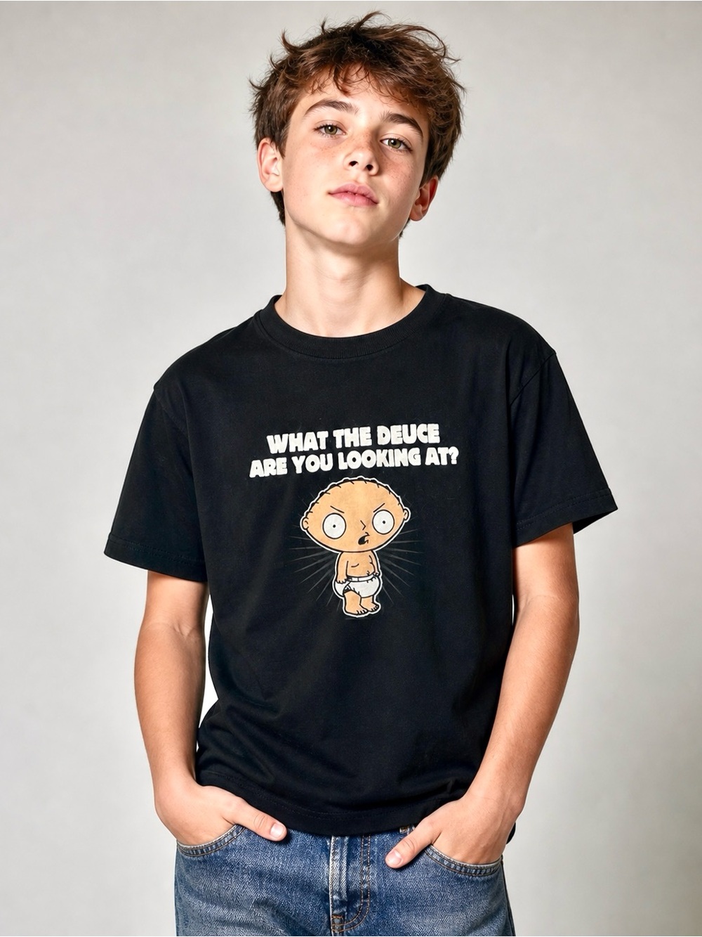 Vintage Y2K Stewie Family Guy Tee “What the Deuce”